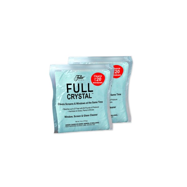 Full Crystal Refill Kit - Two 4 Oz. Crystal Powder Exterior Window Cleaner Packets for Glass and Screens (Cleans Up to 40 Windows)
