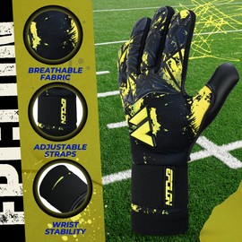 EPCILON Goalkeeper Gloves for Children and Teenagers, Breathable & Comfortable Latex Foam Football Gloves for Boys, Girls and Juniors (Black, 9)