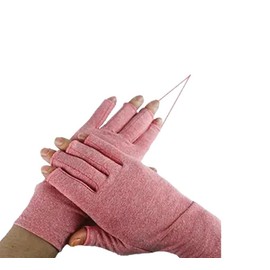 Jesata Arthritis Compression Gloves for Men & Women | Open Finger Gloves for Wrist Support | Hand Therapy Carpal Tunnel Gloves, Relieve Arthritis Pain, Breathable Moisture Wicking Fabric (Pink, S)