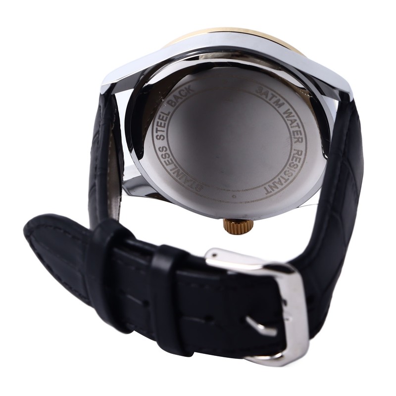 Men Quartz Watch Double Calendar Accurate Time PU Leather Strap
