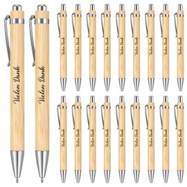 Tenare Pack of 20 Thank You Ballpoint Pens Gifts Wooden Ballpoint Pen with Engraving Thank You Colleagues Retractable Ballpoint Pen Farewell Thank You Pen Gift for Teachers Employees