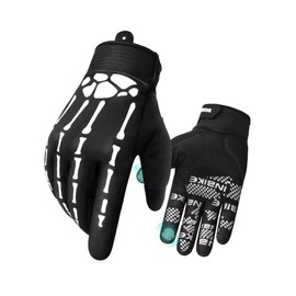 INBIKE Skeleton Cycling Gloves for Men Women, Breathable Touchscreen Dirt Bike Gloves, Non-Slip Motorcycle Gloves for Mountain Bike, Motorcross, Bicycle, Road Racing, MTB, ATV, BMX, Large