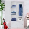 4-Tier Closet Storage Cabinet - White, 8-Cube, Hanging Rod &