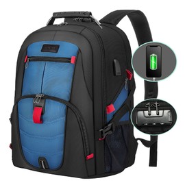 LOVEVOOK Travel Laptop Backpack Waterproof Anti Theft Backpack with Lock and USB Charging Port Large Computer Business Backpack for Men Women College Backpack (15.6 inch, Blue)