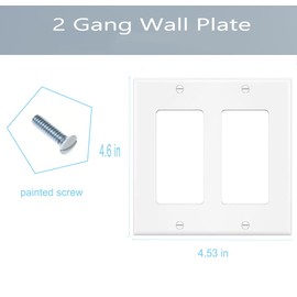 2-Gang Switch Outlet Wall Plate Cover Double Decora Electrical Faceplate for Light Switch, Smart Switch, Receptacle, Dimmers, USB Outlet, GFCI, White (10-Pack)