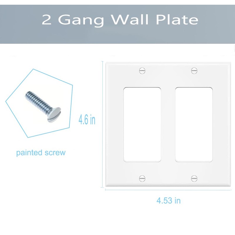 2-Gang Switch Outlet Wall Plate Cover Double Decora Electrical Faceplate