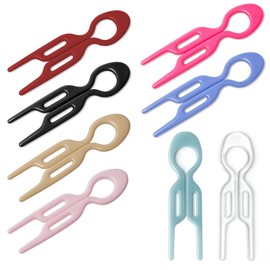 EUYKQNOI U-Form Haarnadeln 8er Set mit Anti-Rutsch-Griff, Haarklammern für Französischen Twist & Dutt, 7.5 cm Haargabel in 8 Farben, Für Dickes & Dünnes Haar