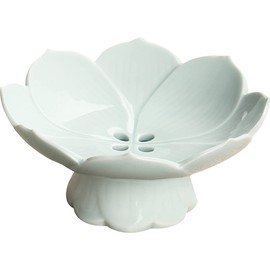 Kelendle Pedestal Fruit Bowl Centerpiece Decorative Compote Footed Bowl Ceramics Dessert Serving Bowl Tray Display Stand Lotus Drain Plate for Kitchen Counters for Fruits Breads Snacks (Blue)