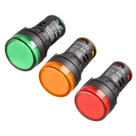 Heschen 22mm LED Indicator Pilot Light AD16-22D/S 12VDC 20mA Red Green Yellow Pack of 3