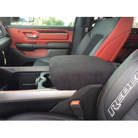 Auto Console Covers- Center Console Armrest Lid Cover Fleece Fabric.Compatible with The 2019-2020 Ram 1500, 2500, and 3500 (Laramie, Limited, Big Horn, and Rebel Series) - Black