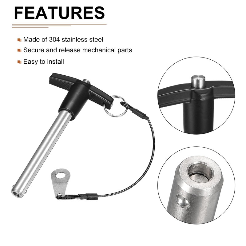 DTGN 9.5mm x 70mm (DxL) T-Handle Quick Release Pin -