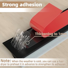 39" Door Draft Stopper with Brush, Strong Adhesive Silicone Door Sweep for Bottom of Exterior & Interior Doors,Under Door Seal Dust/Noise/Hot or Cold Air Insulation(Black, 1 Pack)