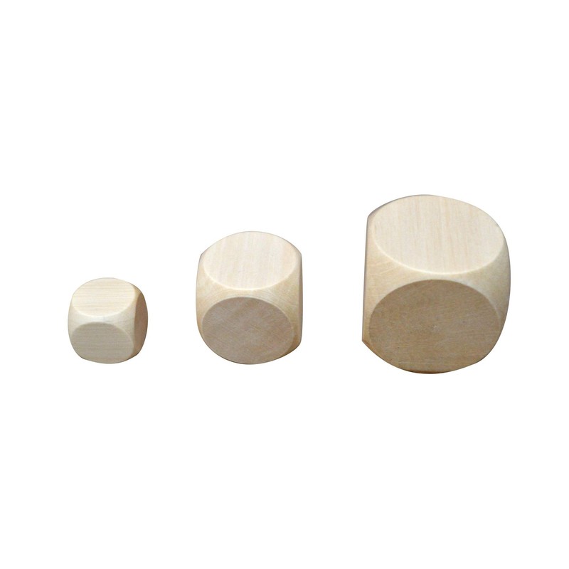 5 x Wooden Dice with Simple Dice 30 mm 3