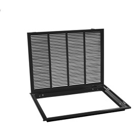 HVAC Premium 25" X 16" Steel Return Air Filter Grille for 1" Filter - Removable Face/Door - HVAC Duct Cover - Flat Stamped Face - Black [Outer Dimensions: 27 5/8" X 18 5/8"]