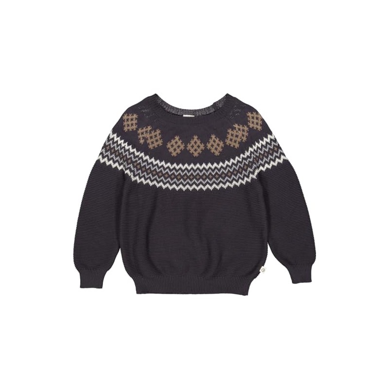 müsli Boys' Knit Jacquard Pullover Sweater, Mystery Blue