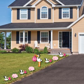 Big Dot of Happiness Girl Special Delivery - Baby Announcement Yard Sign & Outdoor Lawn Decorations - Pink It's A Girl Stork Baby Shower Yard Signs - Set of 8