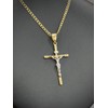 Isas Jewelry Crucifix Pendant 14K Necklace 24" Two Tone Chain