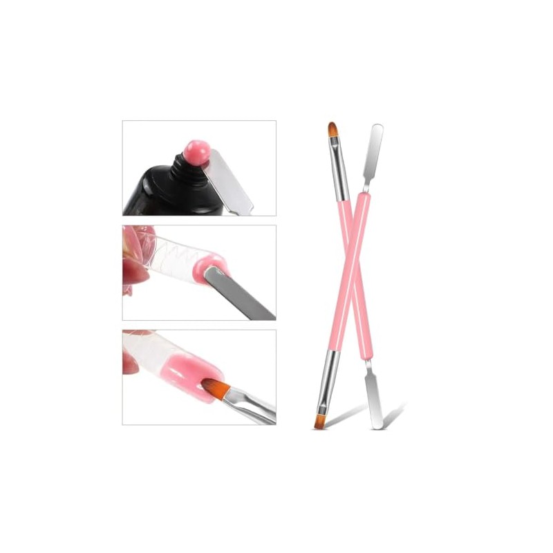 Nail Brushes, Pack of 2 Nail Art Brushes, Dual-Ended Polygel