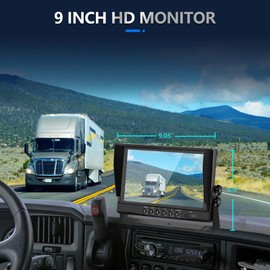 AHD 1080P 9" Reverse Rear View Backup Camera System, Camera with Night Vision Waterproof IP69K Vibration-Proof 20G for Tractor/Truck/RV/Bus/Motorhome/Excavator/Caravan/Skid Steer/Harvester