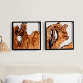 WELLAND 2 Pieces Rustic Cedar Wall Sculptures, Live Edge Wall Art Décor, Decorative centerpieces of wood for Living Room, Bedroom, Bathroom, Home Office, Dining Room,