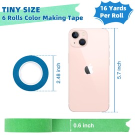 OWLKELA OWLKELA Colored Masking Tape 0.6" x 16 Yard Per Roll, 6 Rolls Rainbow Colors Painting Tapes, Painters Tape, Craft Tape, Labeling Tape, Paper Tape for Crafts & DIY Projects