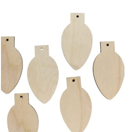 ALL SIZES BULK (12pc to 100pc) Unfinished Wood Laser Cutout Christmas Ornament Light Bulb Dangle Earring Jewelry Blanks Shape Crafts Made in Texas