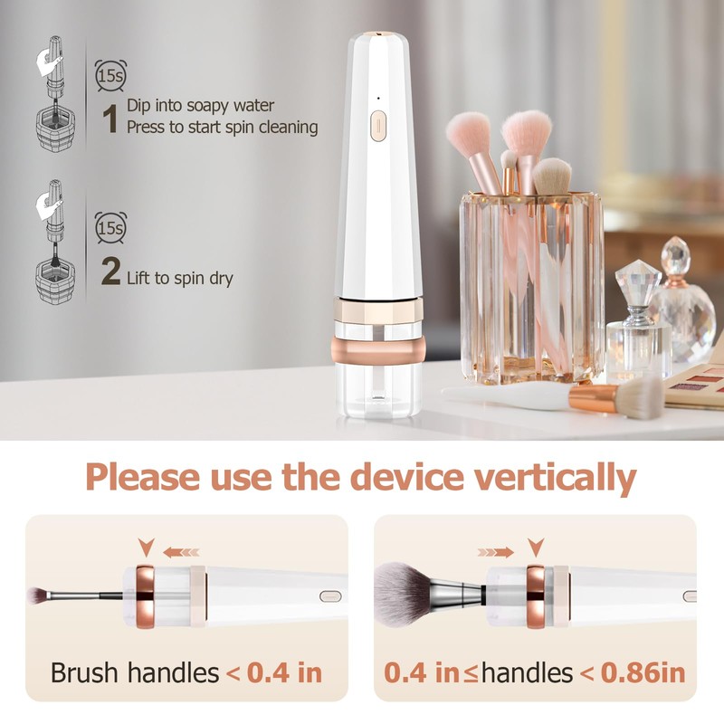 Portable Electric Makeup Brush Cleaner Machine with Foldable Silicone Cleaning