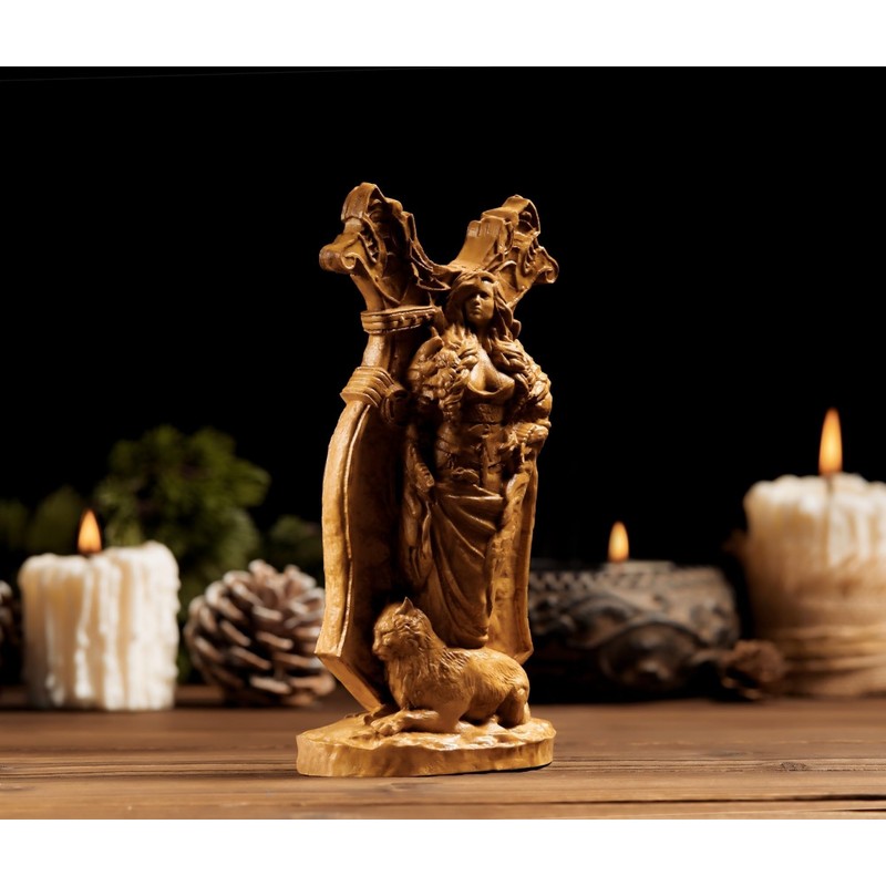Freya Statue, Norse Pagan Decor, Goddess Statue Altar,Freya cats， Freyja