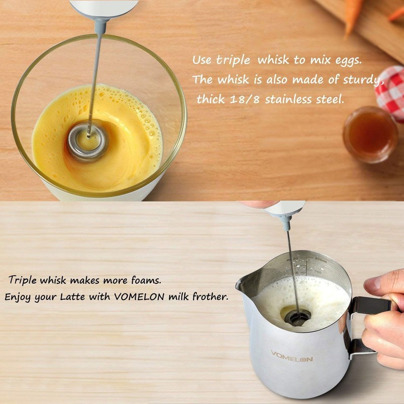 Electric Milk Frother Handheld,Travel Coffee Drink Mixer Batteries Included, 304