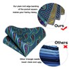 Kerfado 5PCS Mens Silk Teal and Gold Paisley Tie, Pocket