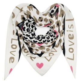 Glamexx24 Women's Scarf Love Heart Triangle Scarf Cotton Triangle Scarf for Spring, Summer, Autumn and Winter Made in Italy, Beige and pink