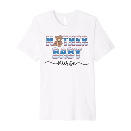 Mother Baby Nurse Bear MBU Blanket Stripe Work Postpartum Premium T-Shirt