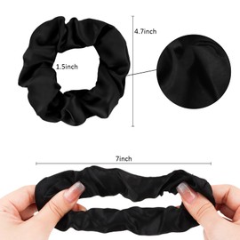 Satin Scrunchies 2 Pcs Hair Ties Scrunchies for Women Girls Hair Accessories Elastic Hair Ponytail Holder (Black)