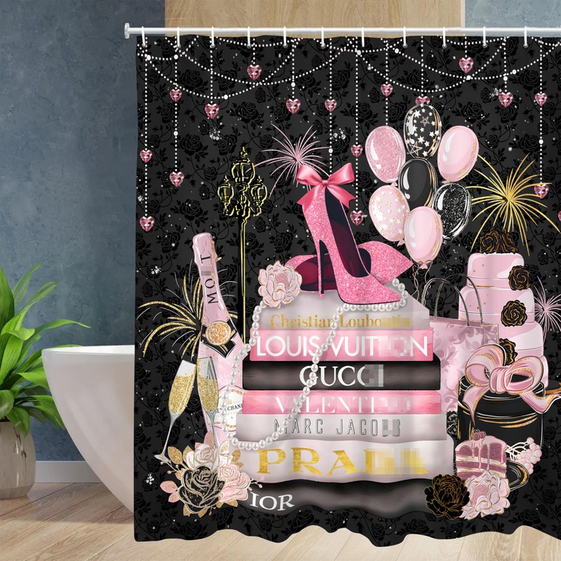 MULTIC Fashion Shower Curtain, Pink and Black Luxury Shower Curtains