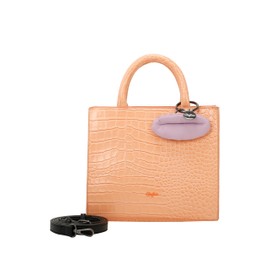 Buffalo Women's Big Boxy Collection Croco Orange Tan Shopper, Orange Tan