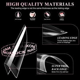 Moxluck Stiletto Nail Tips,Soft Gel Almond Half Cover False Nails Clear Acrylic Press on Nails 120Pcs,Soft Gel Nail Tips Extension False Tips for Nail Salons and DIY Nail Tips Art at Home