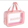 Travel Toiletry Bag, Pink Waterproof Cosmetic Organiser with Clear Window,