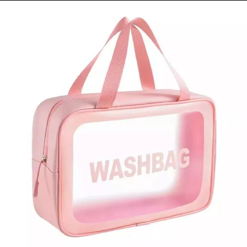 Travel Toiletry Bag, Pink Waterproof Cosmetic Organiser with Clear Window,