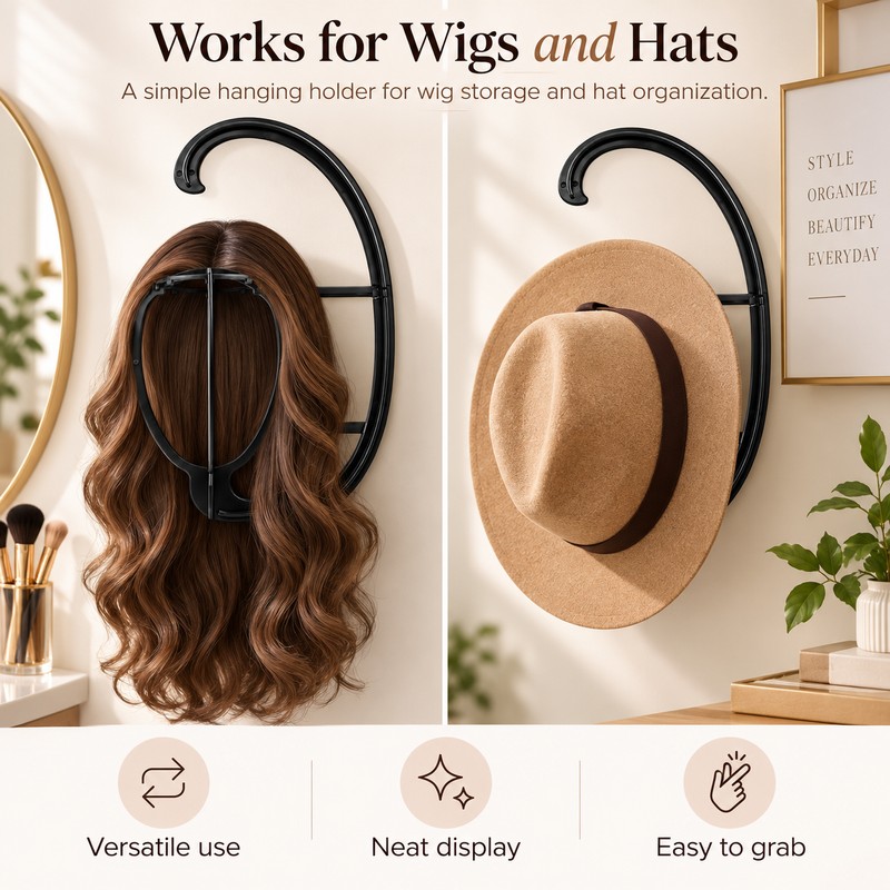 Hanging Wig Holder for Storage & Styling – Portable Wig