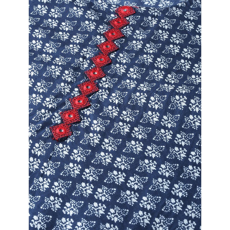 Yash Gallery Kurtis de algodón Cambric estampado acampanado, para mujer,