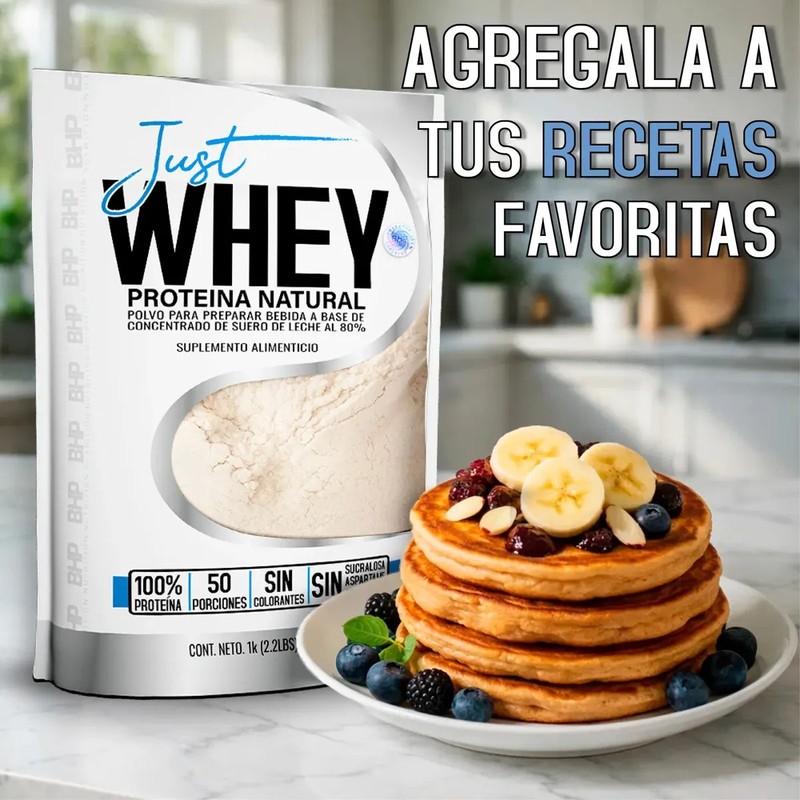 Proteína Whey BHP Nutrition Natural, 1 kg de Polvo Sin