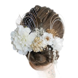 Lomeri D41 Dahlia's Hair Ornament, Pearl Shower, Coming of Age Ceremony, Graduation Ceremony, Front Shooting, Wedding, Mizuhiki, Front Shot