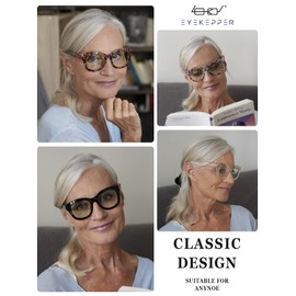 Eyekepper 4 Pack Oversized Blue Light Filter Glasses Women Computer Eyeglasses +0.00