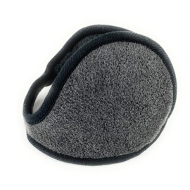 Dark Gray fleece ear muffs warmers behind head under hair 4.25 inch wide ear covers