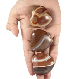 KYEYGWO Natural Worry Gemstone Carved Puffy Heart, Carnelian Reiki Healing Quartz Crystal Love Stone for Collection Decoration Meditation Balancing 1.7"-1.8"