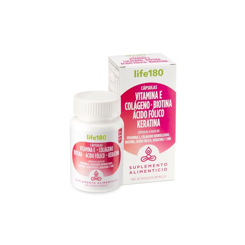 Life180, Cápsulas a Base de Vitamina E, Colágeno, Biotina y