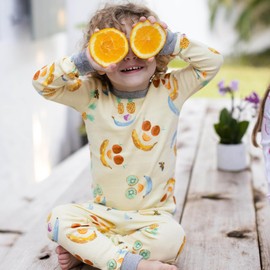 Burt's Bees Baby Baby Boy's Toddler Pajamas, Tee and Pant 2-Piece Pj Set, 100% Organic Cotton Soft Sleepwear, Play with Your Food, 2 Toddler