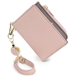 Honey&blue Pass Case, Commuter Wallet with Reel, Cute, Coin Purse, Genuine Leather, Women's, Men's, Card Case (Glaish Pink)