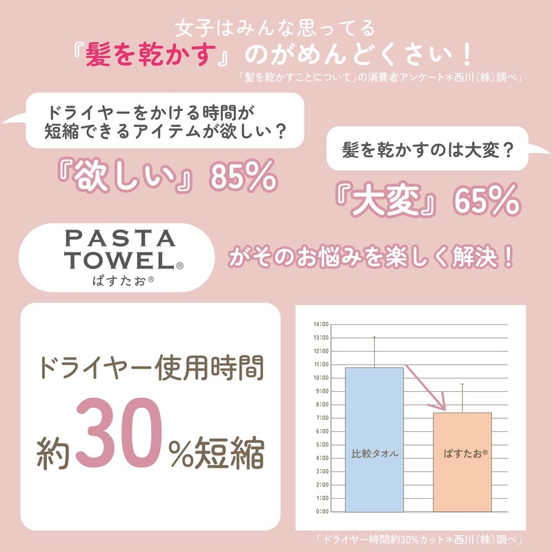 Nishikawa TT95350607 Pasutao Dedicated Hair Drying Towel, 23.6 x 17.7