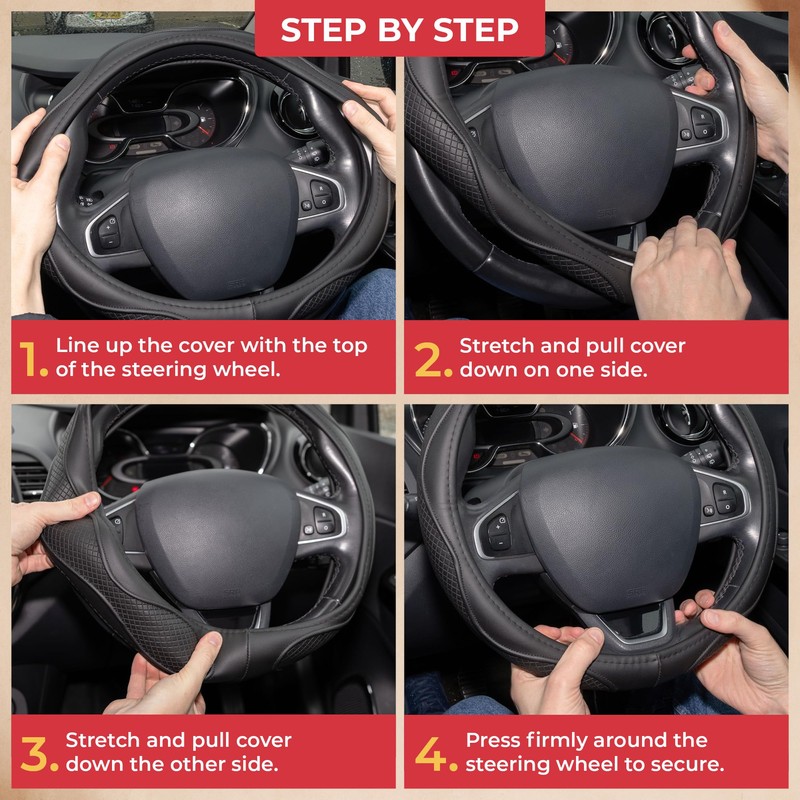 GADLANE Microfibre Leather Steering Wheel Cover Universal Soft Anti-Slip Breathable